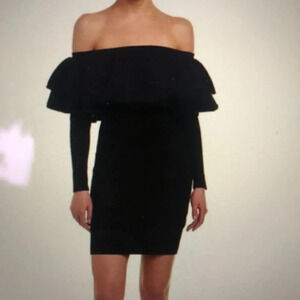 NWT black knit off the shoulder dress